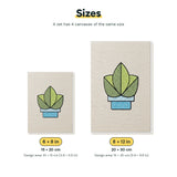 Size chart for the two mini canvas sizes: 6 x 8 in and 8 x 12 in