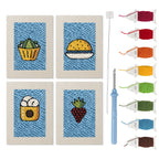Blue Plate Snacks mini punch needle kit set: four finished canvases with threads, punch needle and threader
