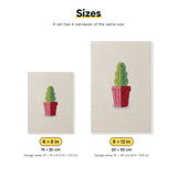 Size chart for the two mini canvas sizes: 6 x 8 in and 8 x 12 in