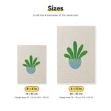 Size chart for the two mini canvas sizes: 6 x 8 in and 8 x 12 in