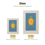 Size chart for the two mini canvas sizes: 6 x 8 in and 8 x 12 in
