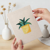 Hand holding a finished Blue Yellow Planters mini canvas