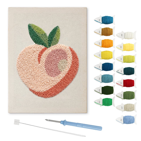 Blush Peach punch needle kit: finished canvas with threads, punch needle and threader