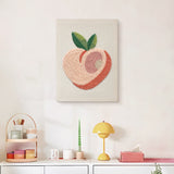 Finished Blush Peach punch needle canvas on a wall