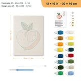 Blush Peach punch needle kit, 12 × 16 in (30 × 40 cm): canvas size and kit contents