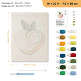 Blush Peach punch needle kit, 16 × 20 in (40 × 50 cm): canvas size and kit contents
