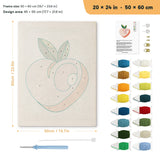 Blush Peach punch needle kit, 20 × 24 in (50 × 60 cm): canvas size and kit contents