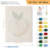 Blush Peach punch needle kit, 24 × 32 in (60 × 80 cm): canvas size and kit contents