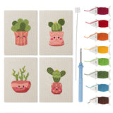 Blushing Coral Pots mini punch needle kit set: four finished canvases with threads, punch needle and threader