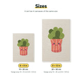Size chart for the two mini canvas sizes: 6 x 8 in and 8 x 12 in