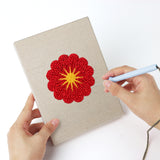 Punching a Bold Flower Heads mini canvas with the punch needle