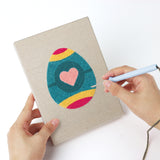 Punching a Bold Pattern Eggs mini canvas with the punch needle