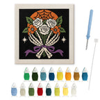 Bone Hands Bouquet punch needle kit: finished canvas with threads, punch needle and threader