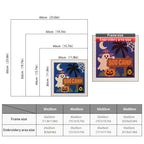 Size chart for square punch needle kits from 30 x 30 cm to 60 x 60 cm