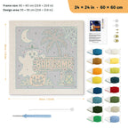 Boo Camp Ghost punch needle kit, 24 × 24 in (60 × 60 cm): canvas size and kit contents