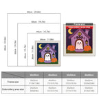 Size chart for square punch needle kits from 30 x 30 cm to 60 x 60 cm