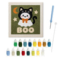Boo Kitty Ghost punch needle kit: finished canvas with threads, punch needle and threader
