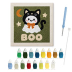 Boo Kitty Ghost punch needle kit: finished canvas with threads, punch needle and threader