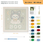 Boo Kitty Ghost punch needle kit, 24 × 24 in (60 × 60 cm): canvas size and kit contents