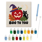 Boo to You Apple punch needle kit: finished canvas with threads, punch needle and threader