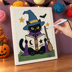 Punching the Bookish Witch Cat design with the punch needle