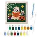 Bookworm Ghost punch needle kit: finished canvas with threads, punch needle and threader