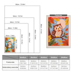 Size chart for punch needle kits from 20 x 30 cm to 60 x 80 cm