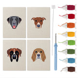 Boxer and Labrador mini punch needle kit set: four finished canvases with threads, punch needle and threader