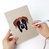 Punching a Boxer and Labrador mini canvas with the punch needle