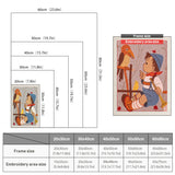 Size chart for punch needle kits from 20 x 30 cm to 60 x 80 cm