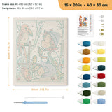 Boy with Horn punch needle kit, 16 × 20 in (40 × 50 cm): canvas size and kit contents