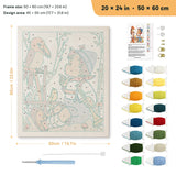 Boy with Horn punch needle kit, 20 × 24 in (50 × 60 cm): canvas size and kit contents