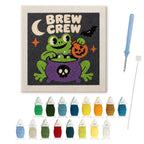 Brew Crew Frog punch needle kit: finished canvas with threads, punch needle and threader