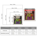 Size chart for square punch needle kits from 30 x 30 cm to 60 x 60 cm