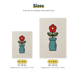 Size chart for the two mini canvas sizes: 6 x 8 in and 8 x 12 in