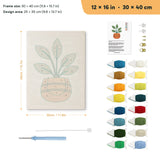 Broad Leaf Pot punch needle kit, 12 × 16 in (30 × 40 cm): canvas size and kit contents