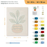 Broad Leaf Pot punch needle kit, 16 × 20 in (40 × 50 cm): canvas size and kit contents