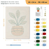 Broad Leaf Pot punch needle kit, 20 × 24 in (50 × 60 cm): canvas size and kit contents