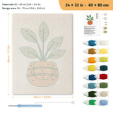 Broad Leaf Pot punch needle kit, 24 × 32 in (60 × 80 cm): canvas size and kit contents