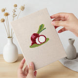 Hand holding a finished Broccoli Radish Bunch mini canvas