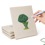 Hand punching one of the Broccoli Radish Bunch mini canvases