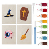 Broomstick and Hat mini punch needle kit set: four finished canvases with threads, punch needle and threader