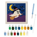 Broomstick Ghost punch needle kit: finished canvas with threads, punch needle and threader