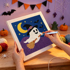 Punching the Broomstick Ghost design with the punch needle