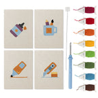 Brush Mug Crafts mini punch needle kit set: four finished canvases with threads, punch needle and threader