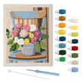 Bucket Bouquet punch needle kit: finished canvas with threads, punch needle and threader