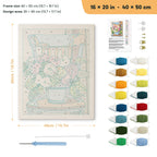 Bucket Bouquet punch needle kit, 16 × 20 in (40 × 50 cm): canvas size and kit contents