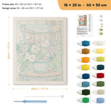 Bucket Bouquet punch needle kit, 16 × 20 in (40 × 50 cm): canvas size and kit contents