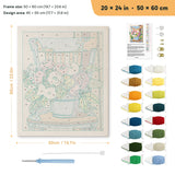 Bucket Bouquet punch needle kit, 20 × 24 in (50 × 60 cm): canvas size and kit contents