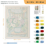 Bucket Bouquet punch needle kit, 24 × 32 in (60 × 80 cm): canvas size and kit contents